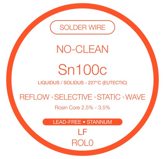 Sn100c lead-free selective solder wire NC-core ROL0 - 100g spool