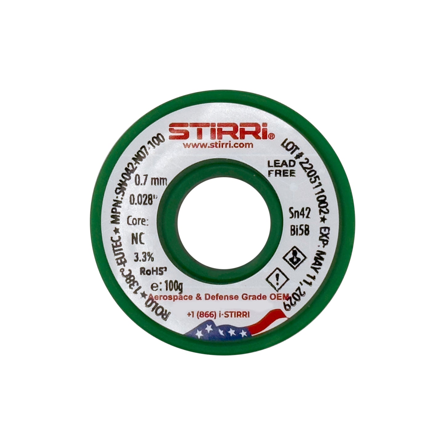 LT-042 - Sn42Pb58 low-temperature lead-free solder wire - 100g spool