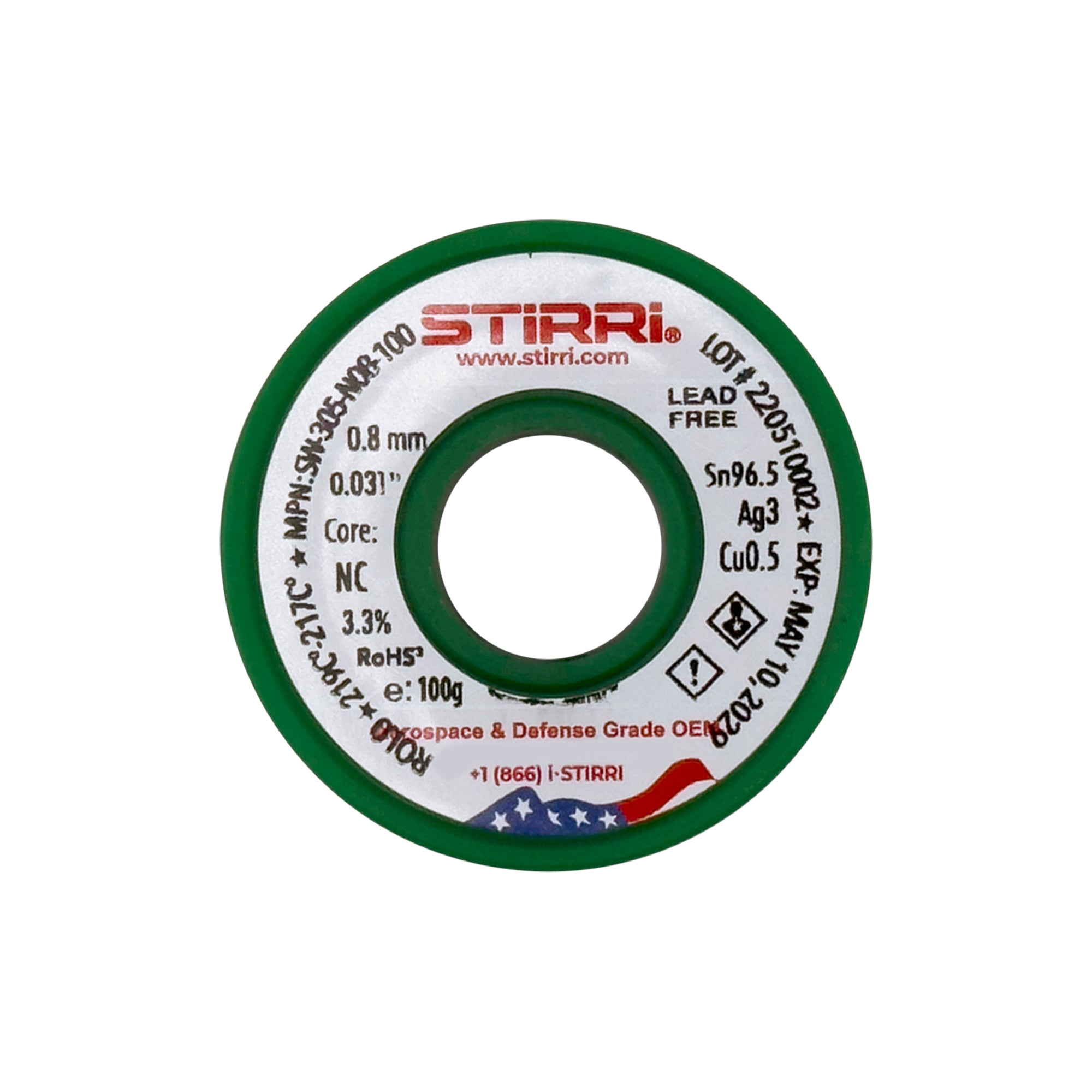 LF-305 - Sn96.5Ag3.0Cu0.5 lead-free solder wire NC-core ROL0